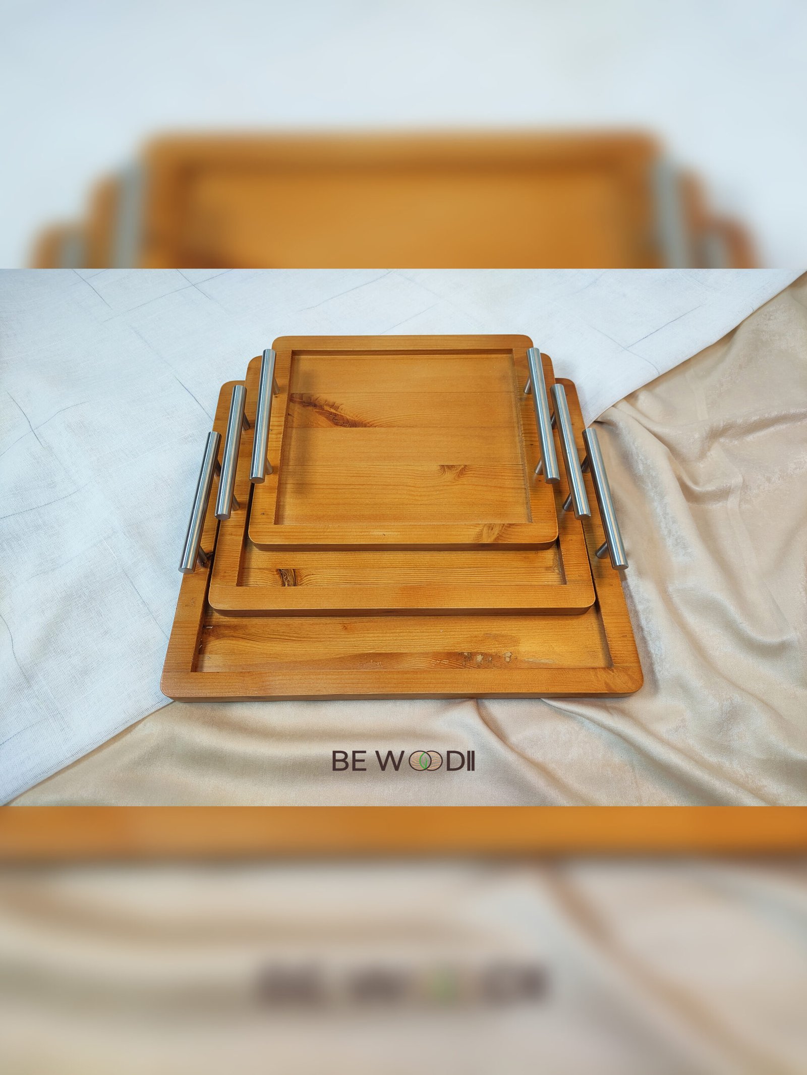 Square Flat Trays With Handles - Image 2