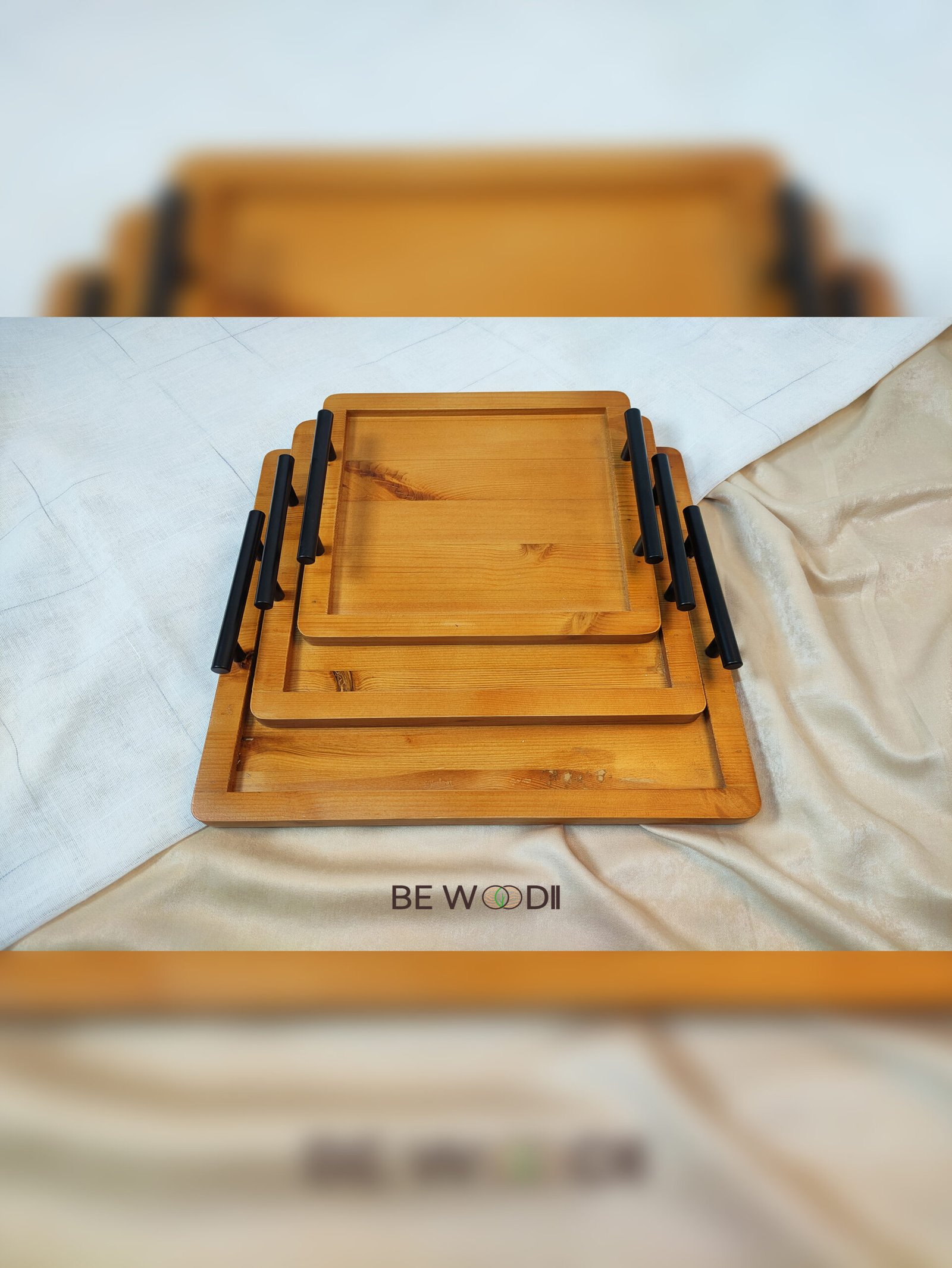 Square Flat Trays With Handles - Image 4